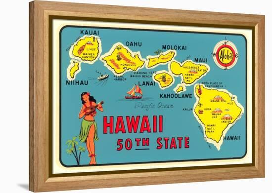 Map of Hawaiian Islands-null-Framed Stretched Canvas