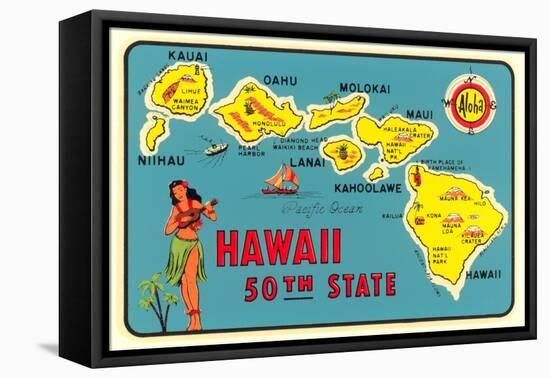 Map of Hawaiian Islands-null-Framed Stretched Canvas