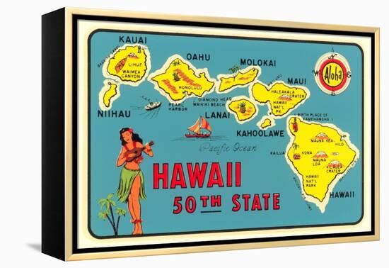 Map of Hawaiian Islands-null-Framed Stretched Canvas