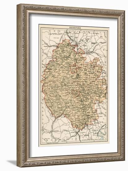 Map of Herefordshire, England, 1870s-null-Framed Giclee Print