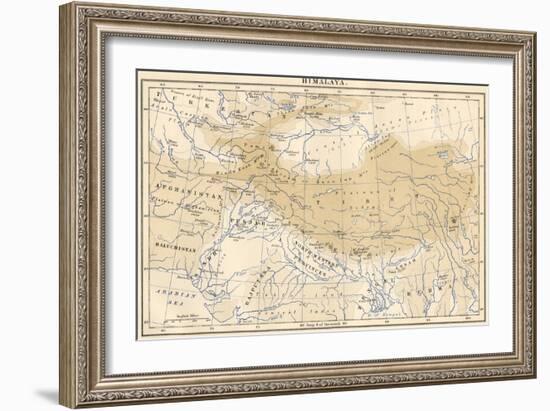 Map of Himalaya Region of Asia, 1870s-null-Framed Giclee Print