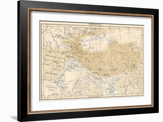 Map of Himalaya Region of Asia, 1870s-null-Framed Giclee Print