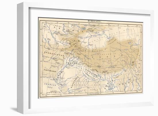 Map of Himalaya Region of Asia, 1870s-null-Framed Giclee Print