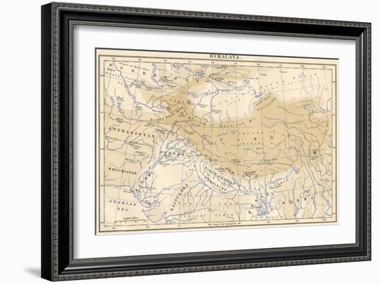 Map of Himalaya Region of Asia, 1870s-null-Framed Giclee Print