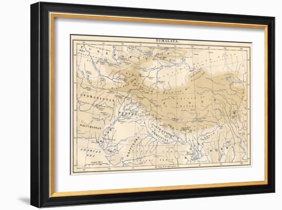 Map of Himalaya Region of Asia, 1870s-null-Framed Giclee Print