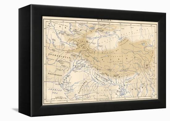 Map of Himalaya Region of Asia, 1870s-null-Framed Premier Image Canvas