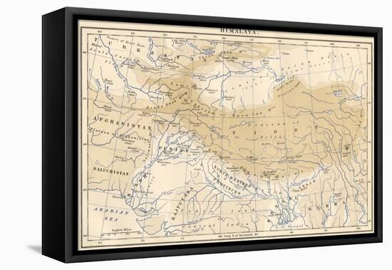 Map of Himalaya Region of Asia, 1870s-null-Framed Premier Image Canvas