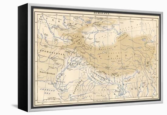 Map of Himalaya Region of Asia, 1870s-null-Framed Premier Image Canvas