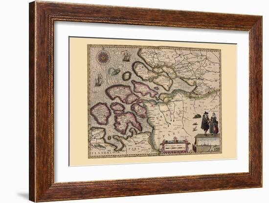 Map of Holland-Pieter Van der Keere-Framed Art Print