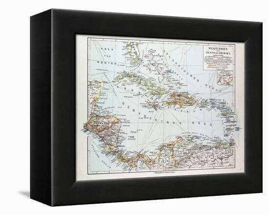 Map of Honduras Nicaragua Costa Rica the Northern Part of Columbia Venezuela Cuba 1899-null-Framed Premier Image Canvas