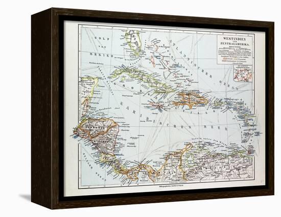 Map of Honduras Nicaragua Costa Rica the Northern Part of Columbia Venezuela Cuba 1899-null-Framed Premier Image Canvas