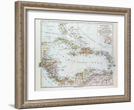 Map of Honduras Nicaragua Costa Rica the Northern Part of Columbia Venezuela Cuba 1899-null-Framed Giclee Print