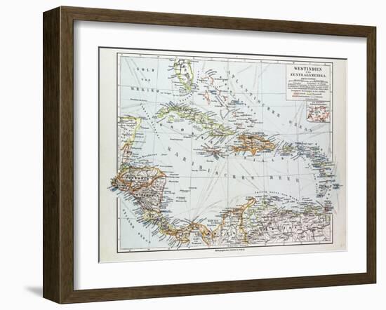 Map of Honduras Nicaragua Costa Rica the Northern Part of Columbia Venezuela Cuba 1899-null-Framed Giclee Print