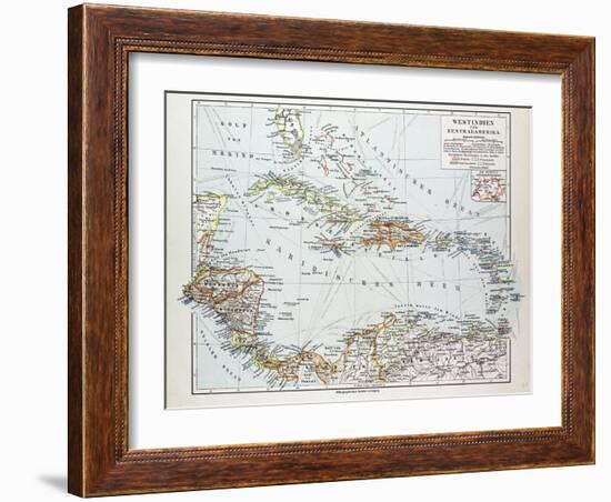 Map of Honduras Nicaragua Costa Rica the Northern Part of Columbia Venezuela Cuba 1899-null-Framed Giclee Print