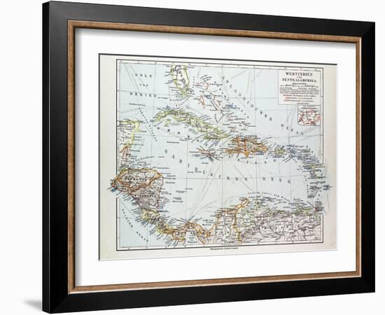 Map of Honduras Nicaragua Costa Rica the Northern Part of Columbia Venezuela Cuba 1899-null-Framed Giclee Print