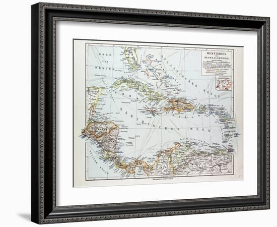 Map of Honduras Nicaragua Costa Rica the Northern Part of Columbia Venezuela Cuba 1899-null-Framed Giclee Print