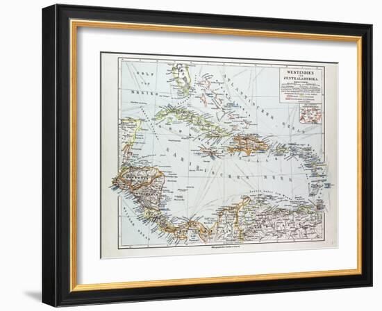 Map of Honduras Nicaragua Costa Rica the Northern Part of Columbia Venezuela Cuba 1899-null-Framed Giclee Print