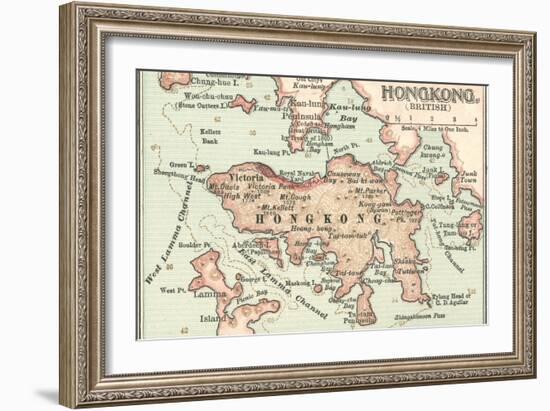 Map of Hong Kong (C. 1900), Maps-Encyclopaedia Britannica-Framed Art Print