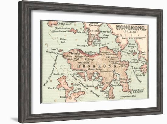 Map of Hong Kong (C. 1900), Maps-Encyclopaedia Britannica-Framed Art Print