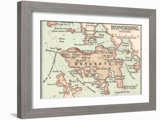 Map of Hong Kong (C. 1900), Maps-Encyclopaedia Britannica-Framed Art Print