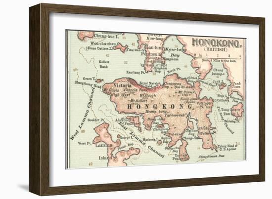 Map of Hong Kong (C. 1900), Maps-Encyclopaedia Britannica-Framed Art Print