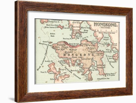 Map of Hong Kong (C. 1900), Maps-Encyclopaedia Britannica-Framed Art Print