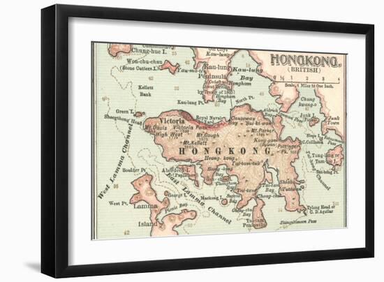 Map of Hong Kong (C. 1900), Maps-Encyclopaedia Britannica-Framed Art Print