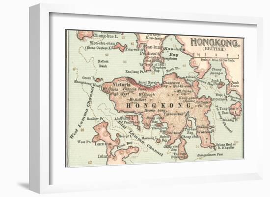 Map of Hong Kong (C. 1900), Maps-Encyclopaedia Britannica-Framed Art Print