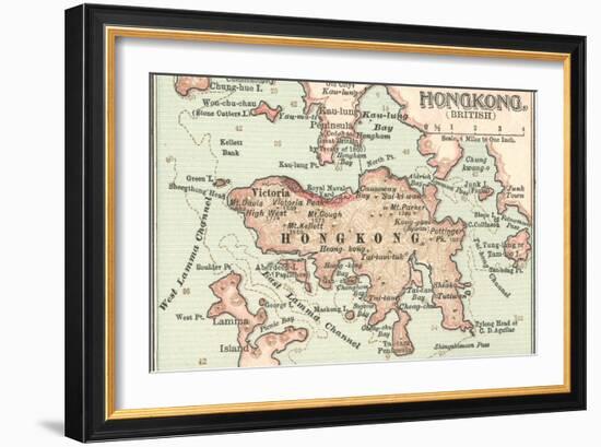 Map of Hong Kong (C. 1900), Maps-Encyclopaedia Britannica-Framed Art Print