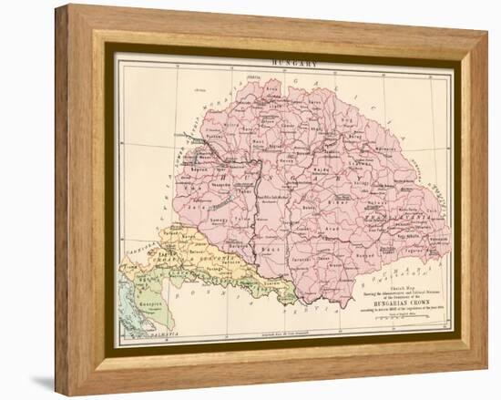 Map of Hungary, 1870s-null-Framed Premier Image Canvas