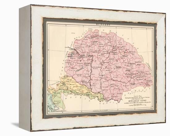 Map of Hungary, 1870s-null-Framed Premier Image Canvas