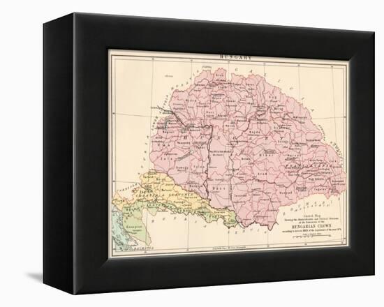 Map of Hungary, 1870s-null-Framed Premier Image Canvas