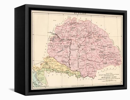 Map of Hungary, 1870s-null-Framed Premier Image Canvas