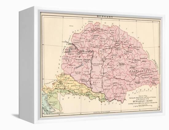 Map of Hungary, 1870s-null-Framed Premier Image Canvas