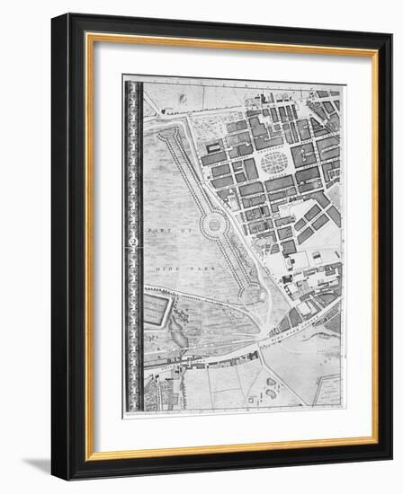 Map of Hyde Park Corner, Grosvenor Square and Tyburn, 1746 (Litho)-John Rocque-Framed Giclee Print