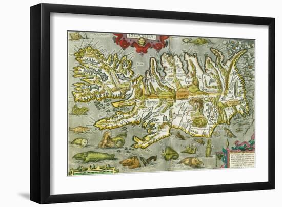 Map of Iceland, 1585-null-Framed Giclee Print