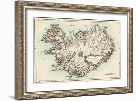 Map of Iceland, 1870s-null-Framed Giclee Print