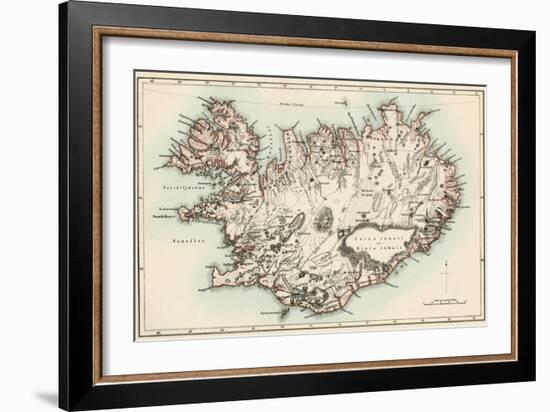 Map of Iceland, 1870s-null-Framed Giclee Print