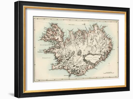 Map of Iceland, 1870s-null-Framed Giclee Print