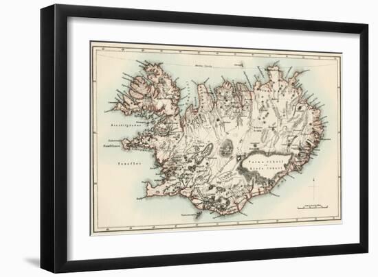 Map of Iceland, 1870s-null-Framed Premium Giclee Print