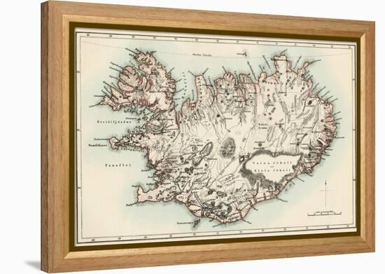 Map of Iceland, 1870s-null-Framed Premier Image Canvas
