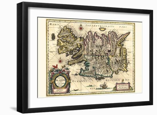Map Of Iceland-Willem Janszoon Blaeu-Framed Art Print