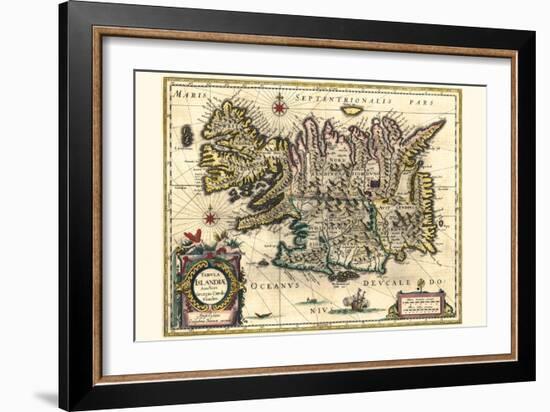 Map Of Iceland-Willem Janszoon Blaeu-Framed Art Print