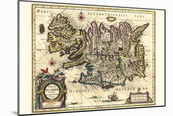 Map Of Iceland-Willem Janszoon Blaeu-Mounted Art Print