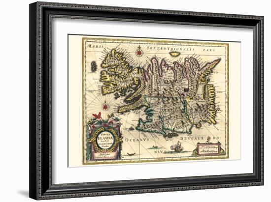 Map Of Iceland-Willem Janszoon Blaeu-Framed Art Print