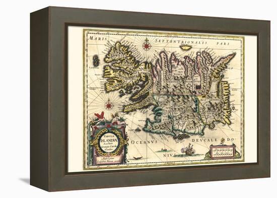 Map Of Iceland-Willem Janszoon Blaeu-Framed Stretched Canvas