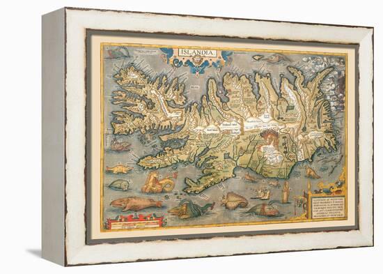 Map of Iceland-Abraham Ortelius-Framed Stretched Canvas