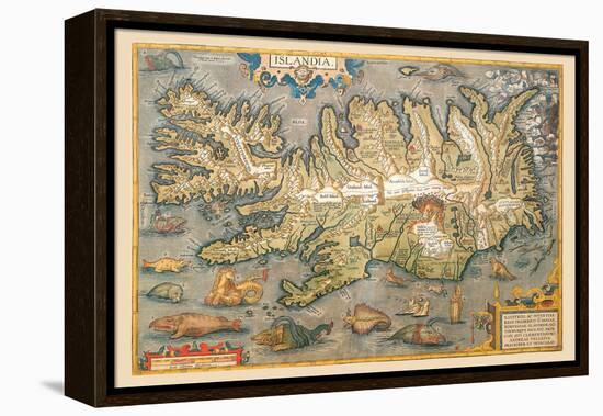 Map of Iceland-Abraham Ortelius-Framed Stretched Canvas