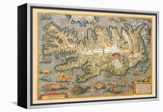 Map of Iceland-Abraham Ortelius-Framed Stretched Canvas