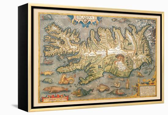 Map of Iceland-Abraham Ortelius-Framed Stretched Canvas